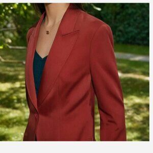Moda International 100% Silk Jacket Blazer Red Women's Size 10 Lined Vintage